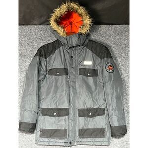 US Polo Assn Winter Coat Parka Snow Hooded Boys M 10/12 Gray Black Outdoor